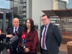 (left to right) Business Advisory Council Chair Christopher Luxon, Prime Minister Jacinda Ardern and Finance Minister Grant Robertson. Photo Twitter